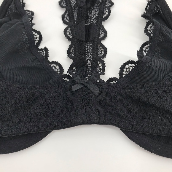 Aerie Happy Black Lace Front Closure Racerback Bra - Picture 5 of 8